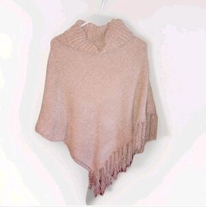 3 For $15 Sale Britts Knits Elegant Pink Knit Sweater Poncho O/S